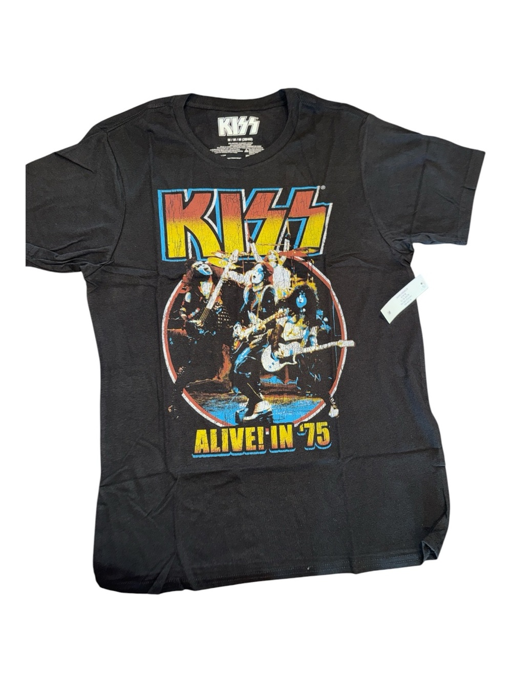 Kiss Black Graphic 'Alive! In '75' Short Sleeve Tee